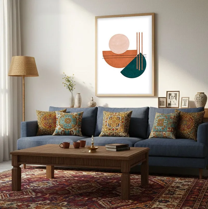 Linear Pulse Canvas Wall Painting With Brown Frame media 5