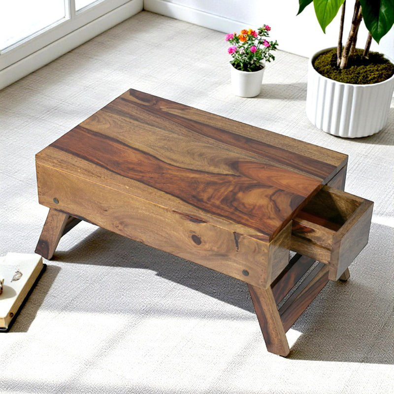 Nverox Sheesham Wooden Side & Bedside Table - Light Brown media 3