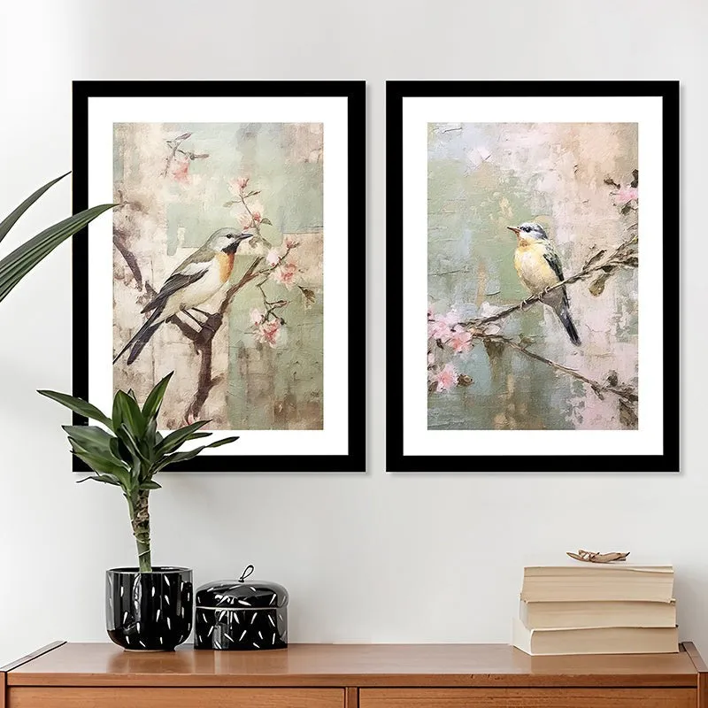 Sakura Birds Wall Art With Frame - Set Of Two media 4