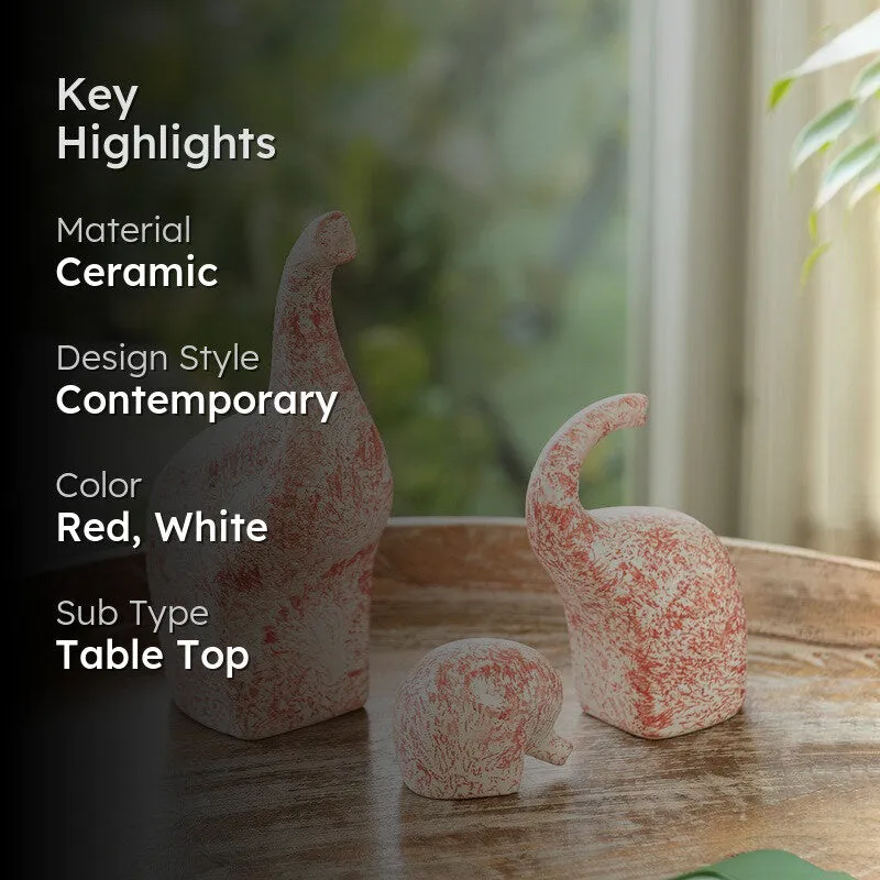 Elephant Trio Ceramic Handpainted Showpiece - Set Of Three media 2