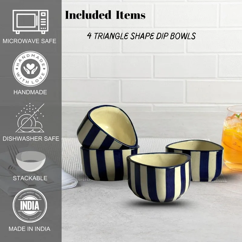 Annavya Ceramic Dip Bowls (Blue,White ,50 mL Each) - Set Of Four media 5