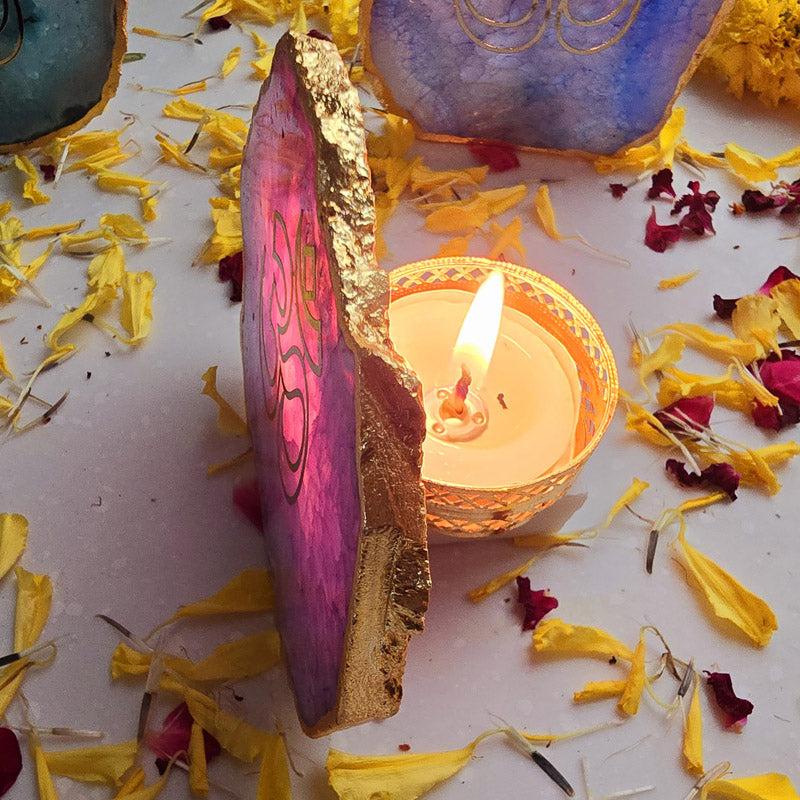 Festive Om Tealight Candle Holder - Purple media 4