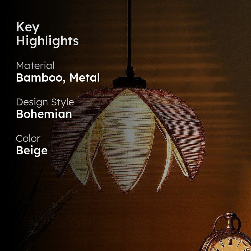 Lotus Bamboo Cane Ceiling Lamp image 2