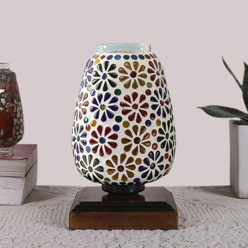 Glasmora Glass Table Lamp With Wooden Base - Multicolor media 4