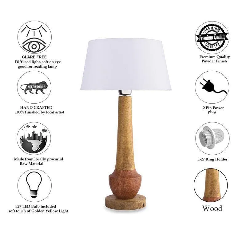 Classic Cubist Fabric Table Lamp With Drum Shade - Brown,White media 6