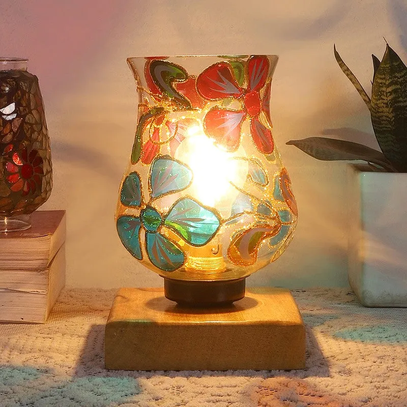 Embera Mosaic Glass Table Lamp With Wooden Base - Multicolor media 3