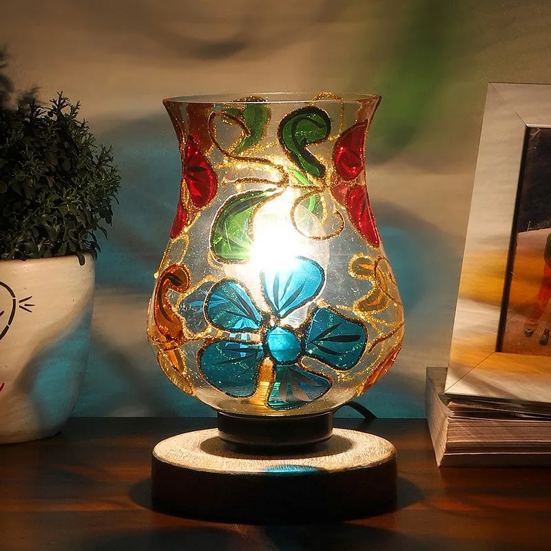 Twilight Mosaic Glass Table Lamp With Wooden Base - Multicolor media 1