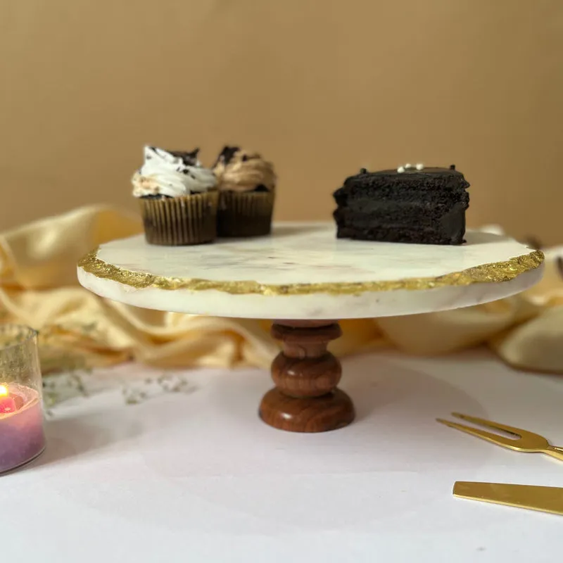 Evie Marble & Wooden Cake Stand media 3