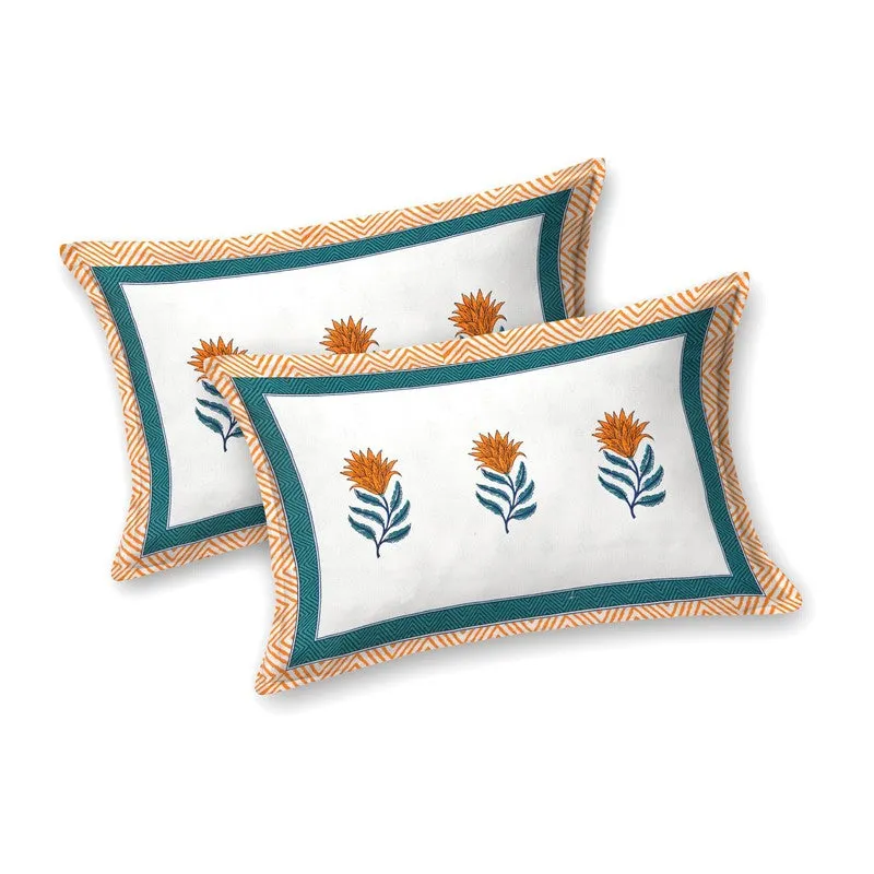 Gardena Cotton Bedsheet (White,Orange) - 240 TC media 4