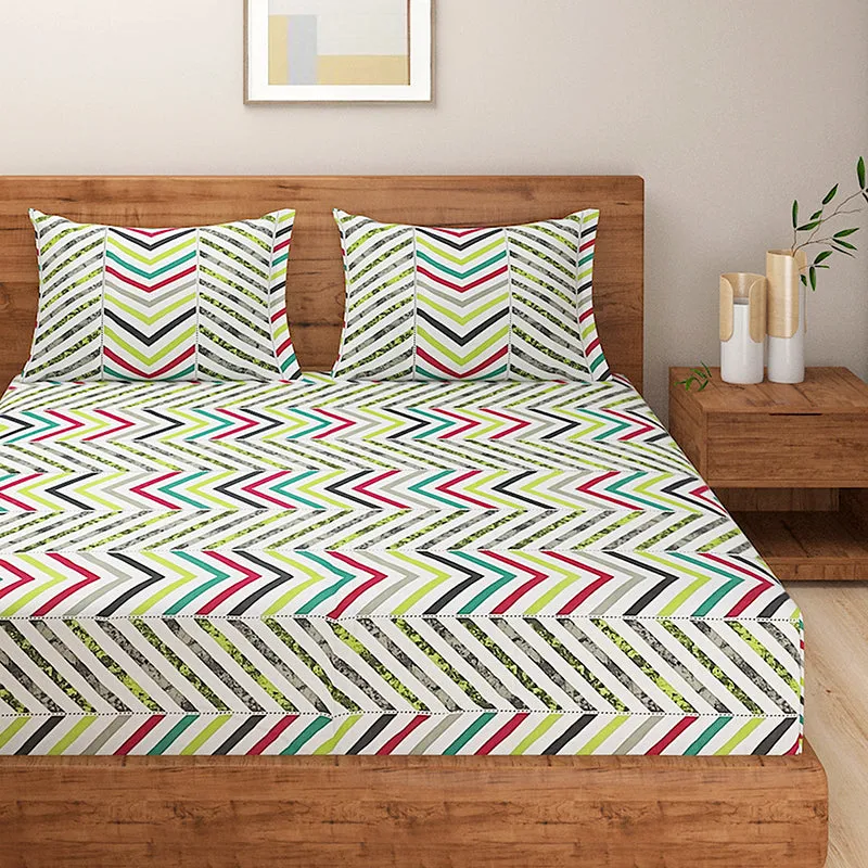 Swayam Arsh Sparkle Cotton Bedsheet (Green) - 144 TC media 3