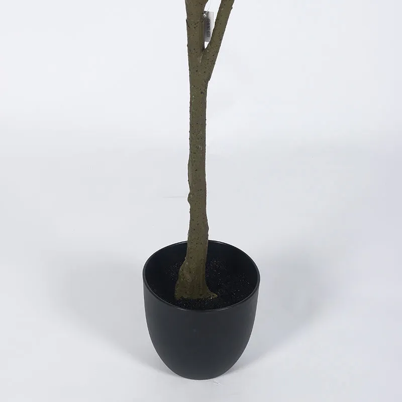 Folialis Artificial Red Rubber Plant With Black Plastic Pot - 5 Feet media 5