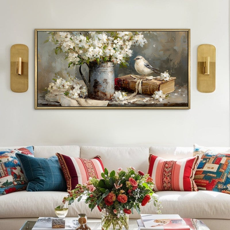 Vintage Petals Canvas Wall Painting With Frame