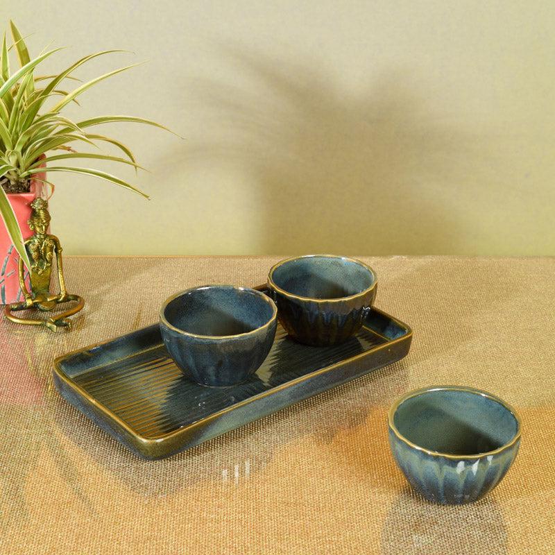 Infantof Ceramic Serving Bowl With Tray - Four Piece Set