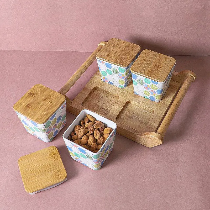 Hexoma Condiment Container With Tray (750 mL Each) - Five Piece Set media 5
