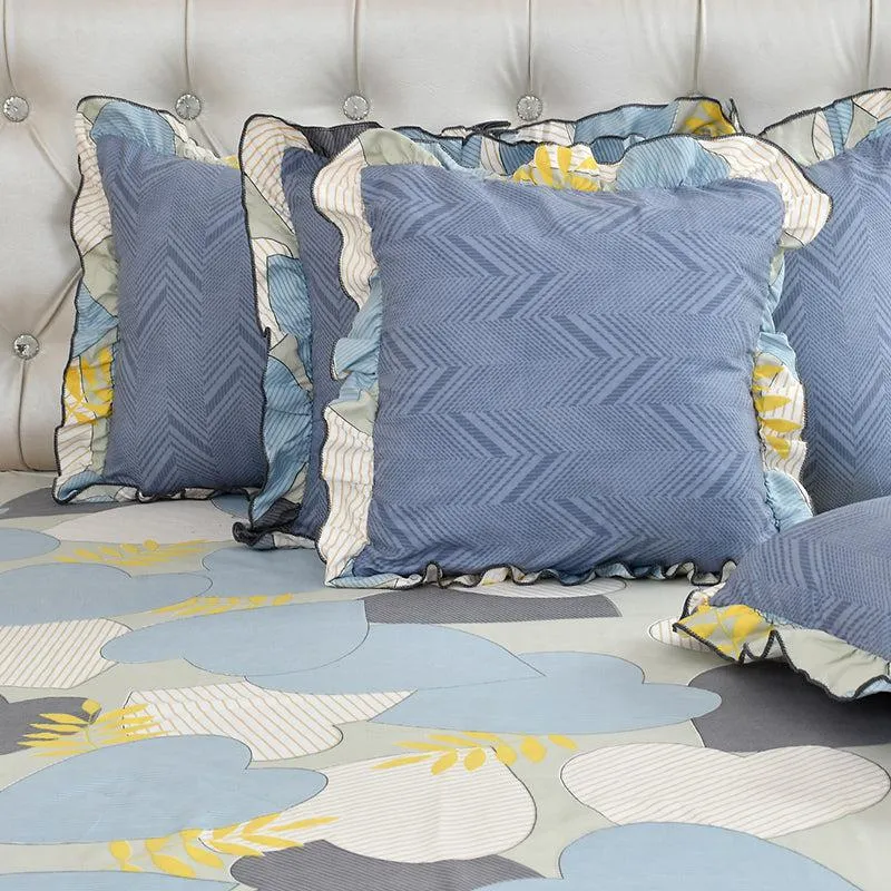 Antique Heart Abstract Frilled Microfiber Bedding Set - Five Piece Set media 5