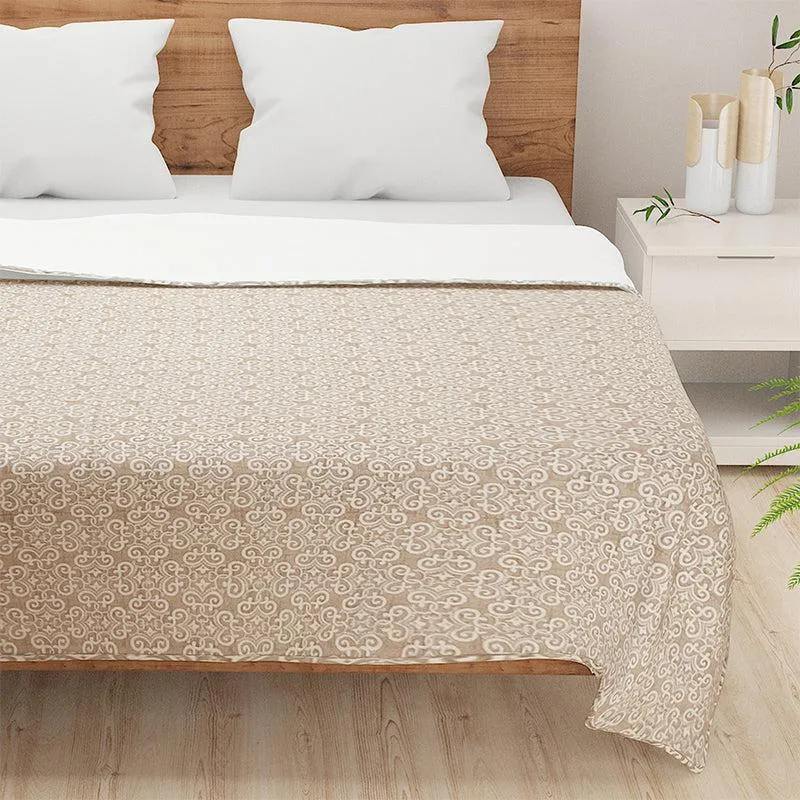 Swayam Sienna Floral Cotton Dohar (Beige) - 110 GSM media 3