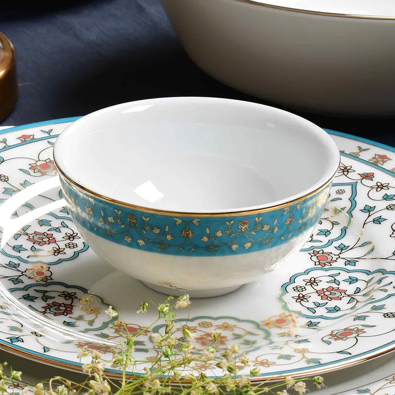 Gilded Mavi 24k Gold Brushed Porcelain Dinner Set - 21 Piece Set media 3