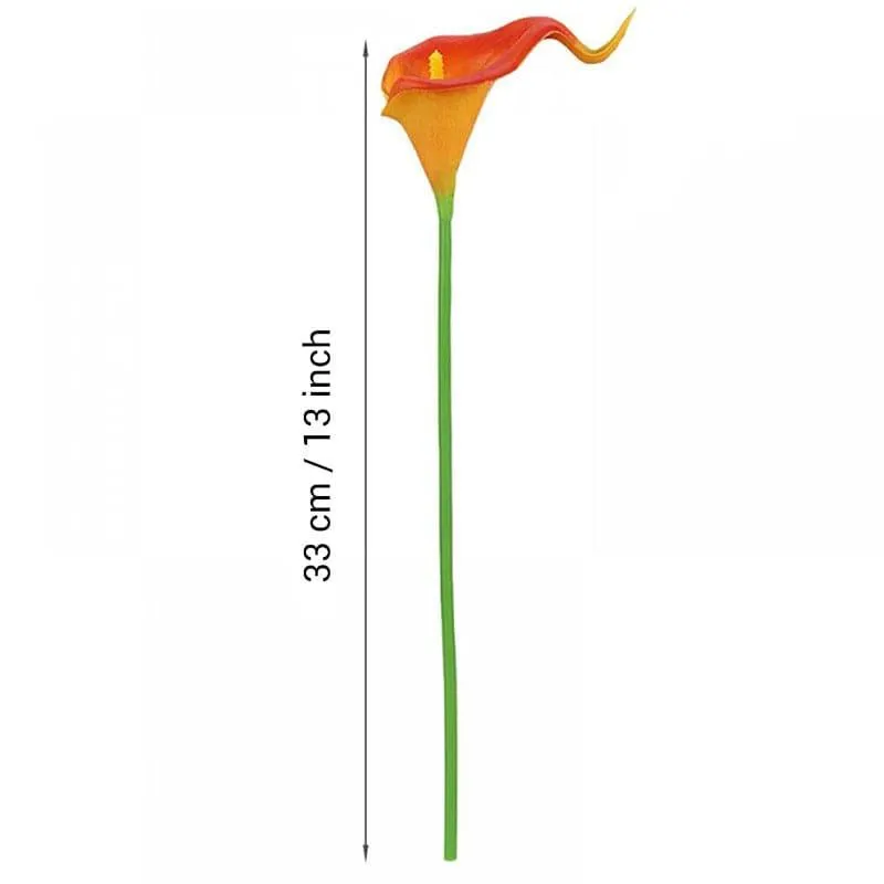 Faux Calla Lily Bunch With Vase (Orange) - Set Of Ten media 4