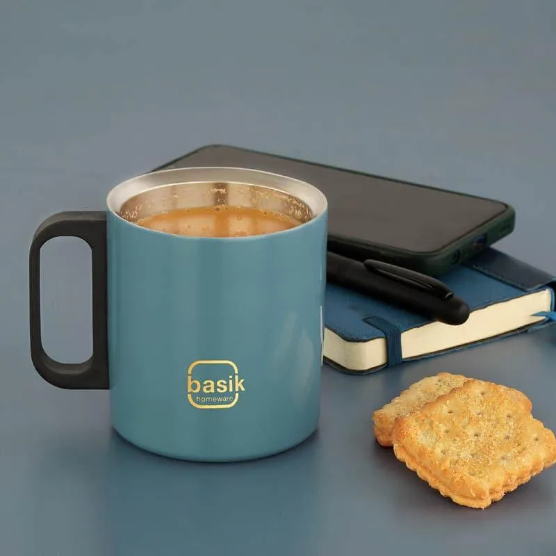Moira Stainless Steel Coffee Mug (270 mL) - Blue media 1