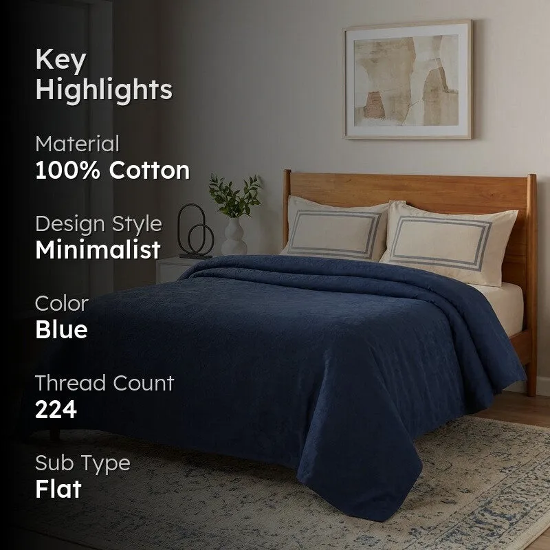 Floral Aura Cotton Bedsheet (Blue) - 224 TC media 2