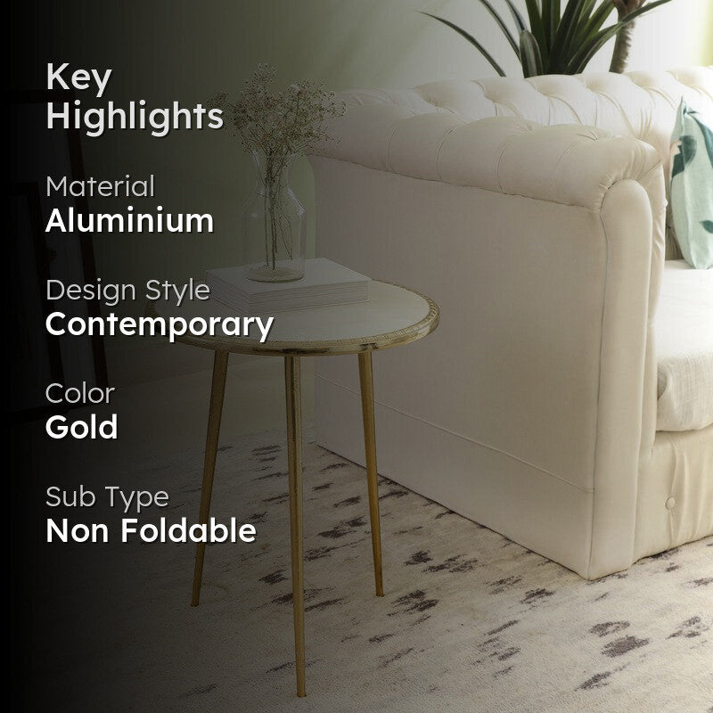 Crown Design Aluminum Side Table - Gold media 2