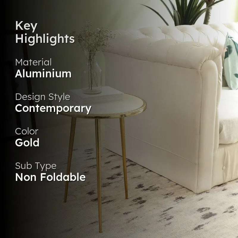 Crown Design Aluminum Side Table - Gold media 2