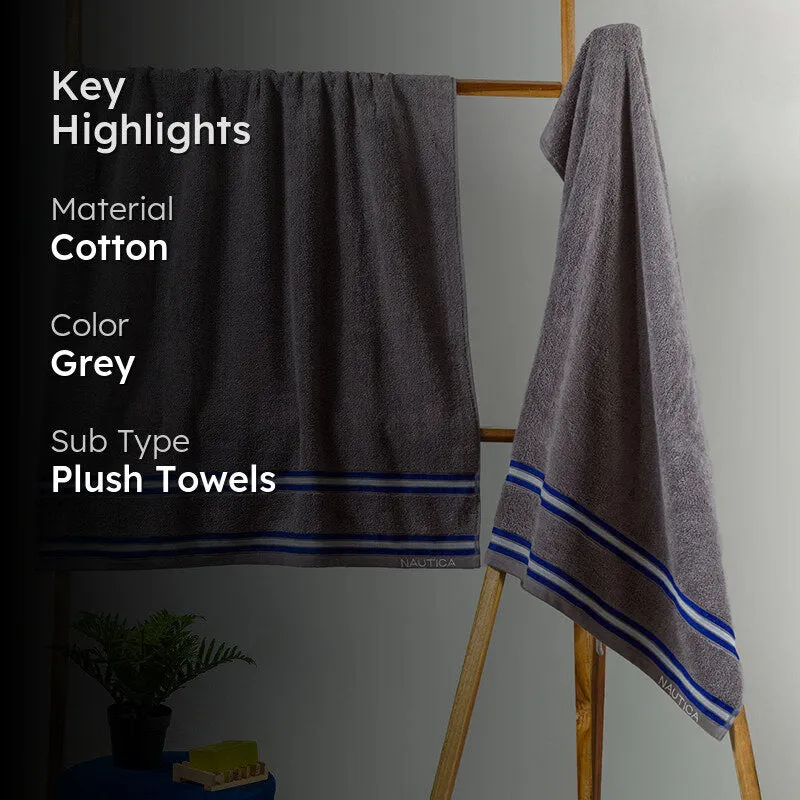 Nautica Dual Down Cotton Bath Towel (Grey) - Set Of Two media 2