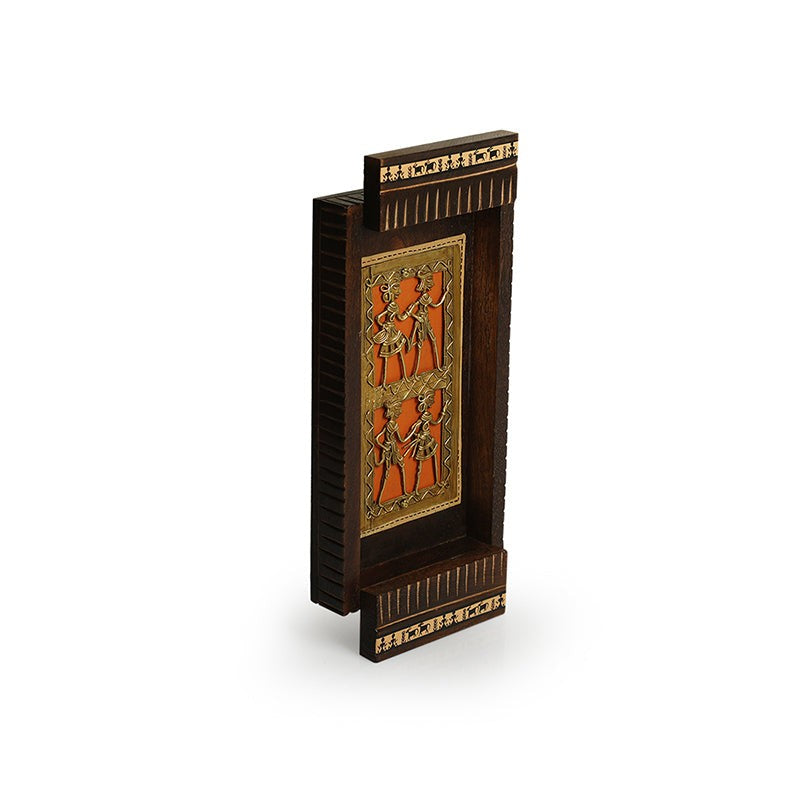 Tamra Vrinda Mango Wood & Brass Dhokra Wall Accent - Set of Two media 3