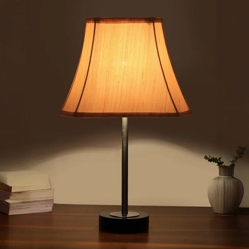 Ceylon Rodin Wooden Table Lamp - OffWhite,Silver,Black media 1