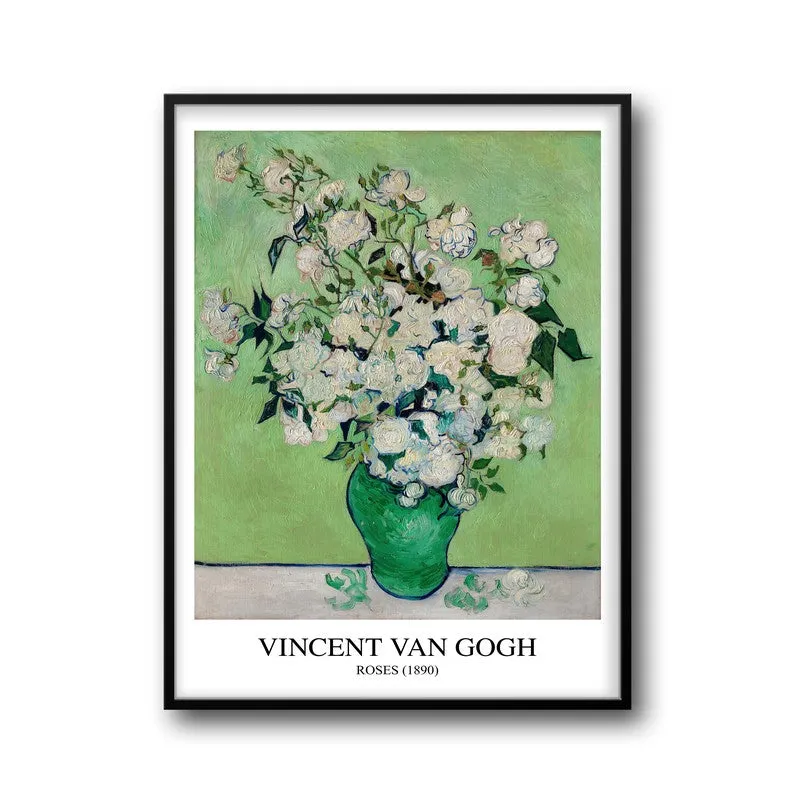 Roses Vincent Van Gogh Archival Canvas Wall Painting - Black Frame media 5