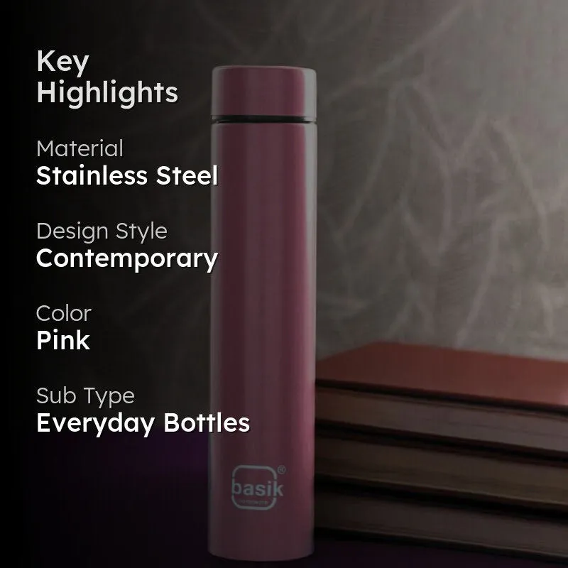 Evara Stainless Steel Bottle (Pink) - 440 mL media 2