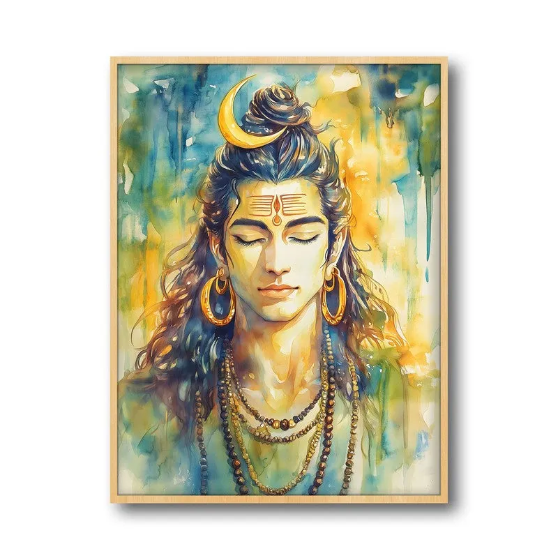 Shaktimayi Durga Spiritual Archival Paper Wall Painting - Natural Brown Frame media 5