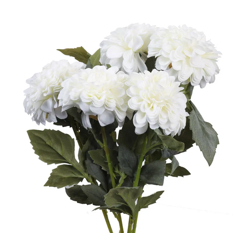 Artificial Realistic Chrysanthemum Flower Stick (White) - Set Of Five media 6