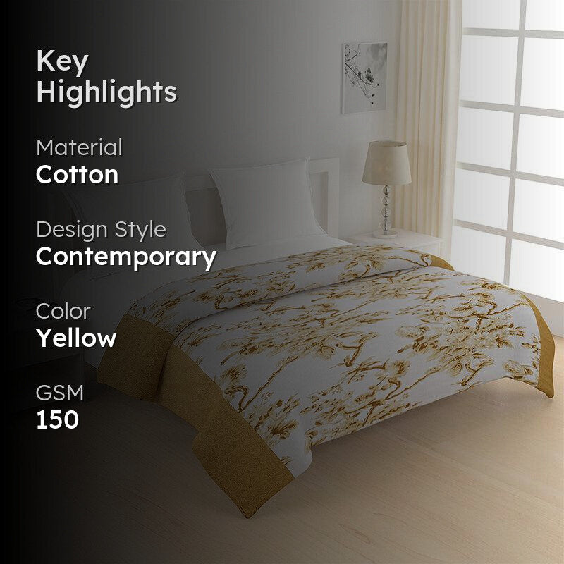 Swayam Misty Floral Cotton Comforter (Yellow) - 150 GSM media 2
