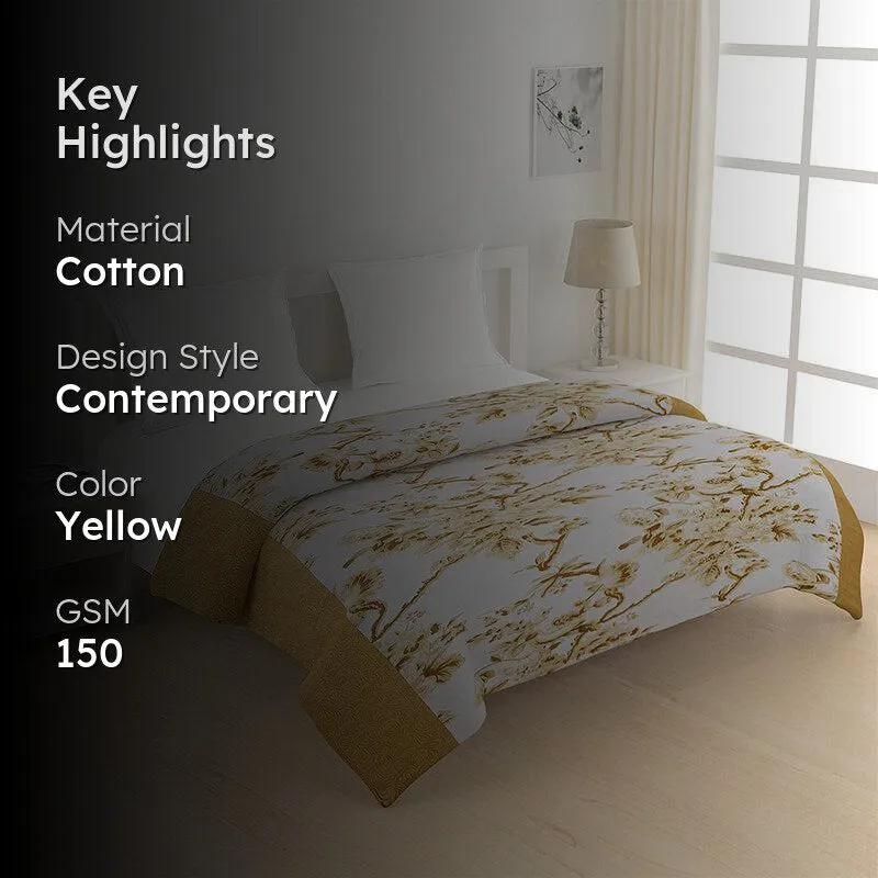 Swayam Misty Floral Cotton Comforter (Yellow) - 150 GSM media 2