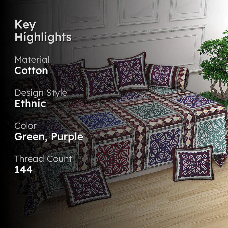 Ayatana Ethnic Cotton Diwan Set (Purple) - Eight Piece Set media 2