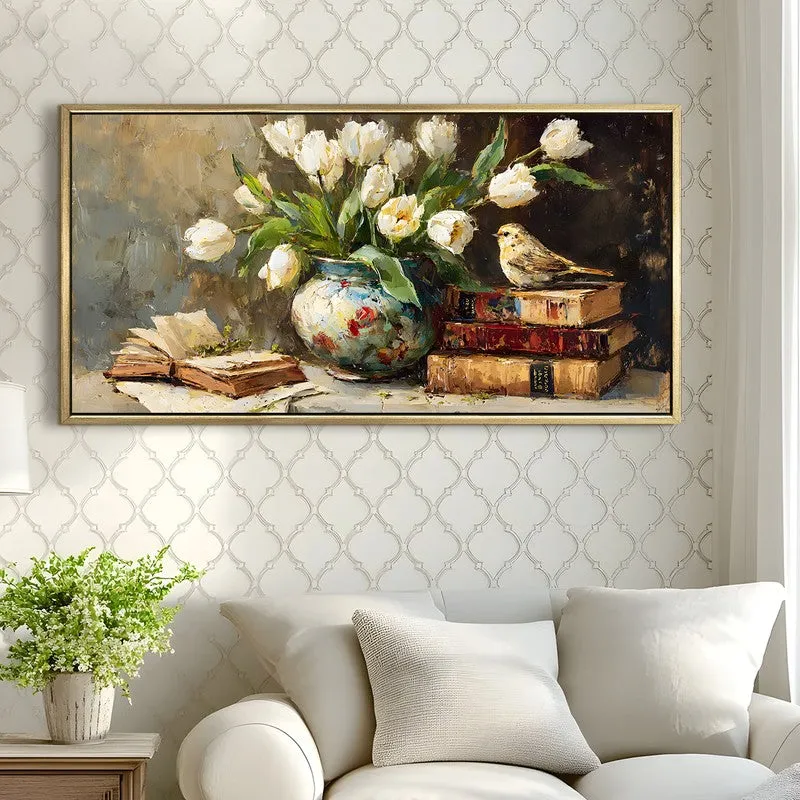 Antique Garden Canvas Wall Painting With Frame media 4
