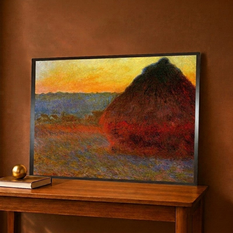 Haystacks Pink And Blue Impressions Canvas Wall Painting - 12 x 9 Inches