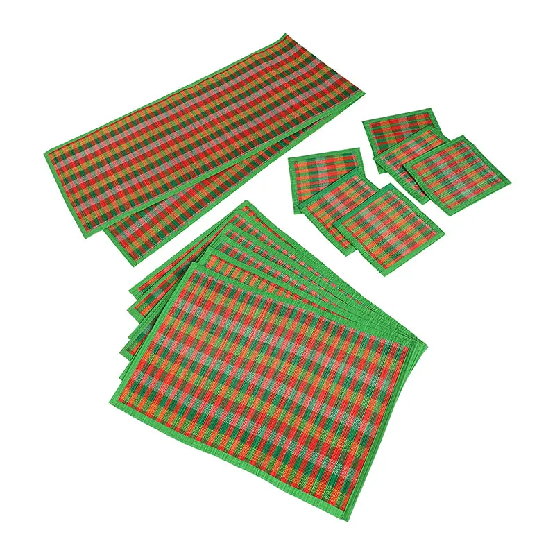 Chequered Zen Bamboo Kitchen Linen Set (Green) - Thirteen Piece Set media 4