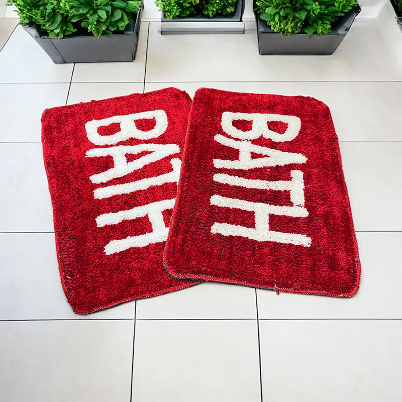 Trama Cotton Bath Mat (Red) - Set Of Two media 1