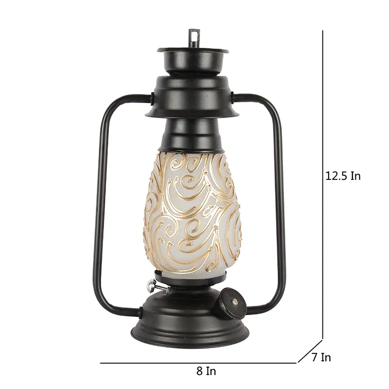 Saagar Mosaic Lantern Iron Table Lamp - Black,Gold media 5