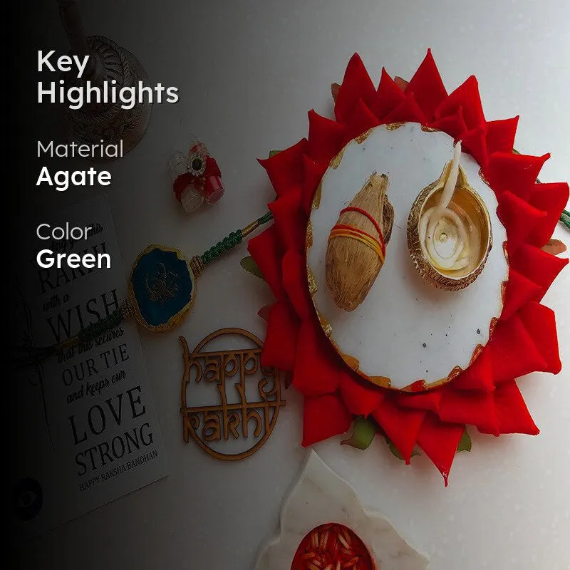 Guru Ji Green Agate Rakhi Gift Set media 2