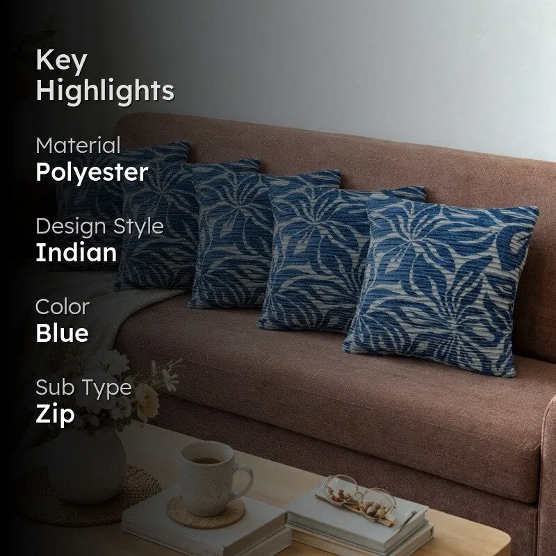 PetalReverie Cushion Cover (Blue) - Set Of Five media 2