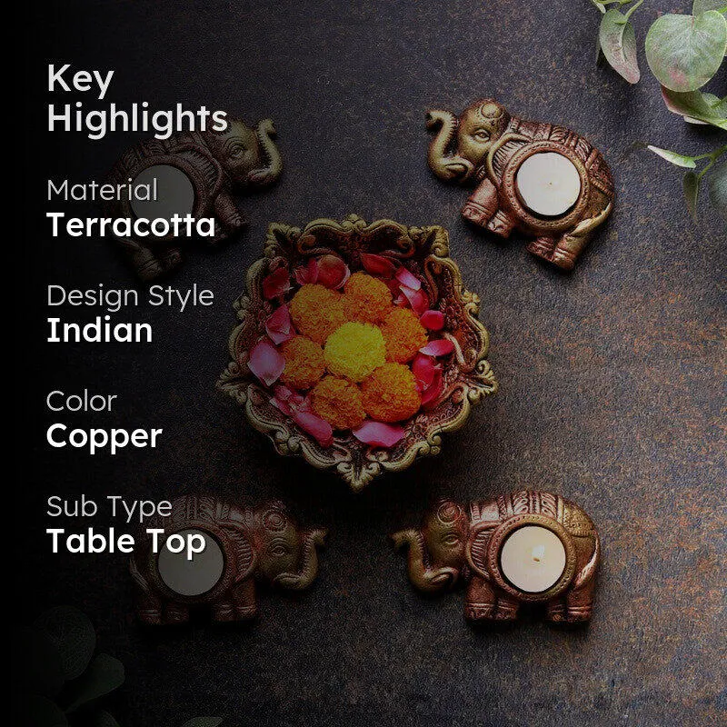 Elephant Tea Light Holder - Set Of Four media 2