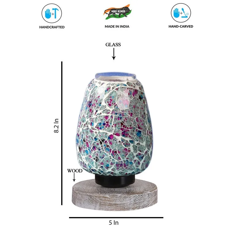 Glevis Glass Table Lamp With Wooden Base - Multicolor media 8