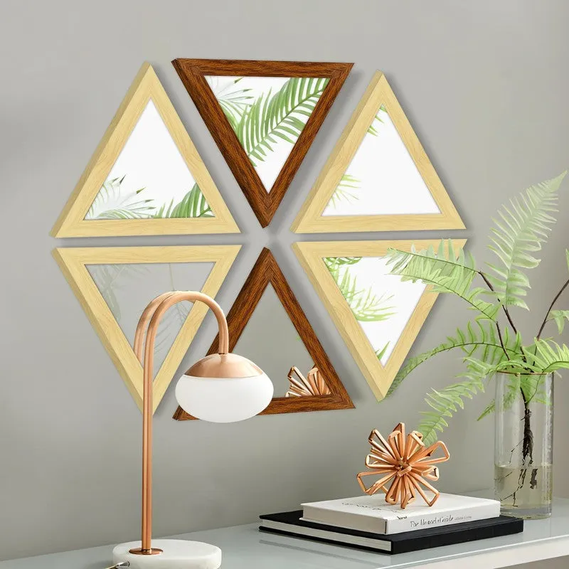 LuxeVertex Wall Mirror (Brown) - Set Of Six media 4