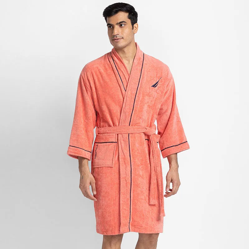 Nautica Men's Cashmere Dreams Cotton Bath Robe - Coral media 1
