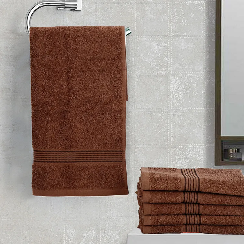 Pluma Cotton Hand & Face Towel (Brown) - Set Of Six media 1