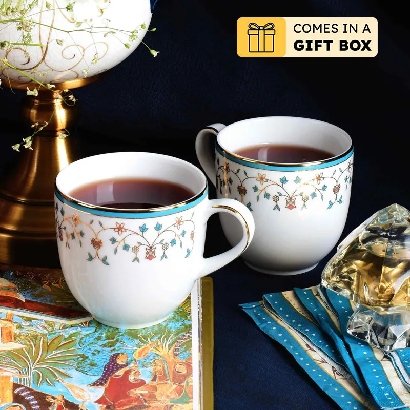 Gilded Mavi Pete 24k Gold Brushed Porcelain Coffee Mug (300 mL Each) - Set Of Four media 1