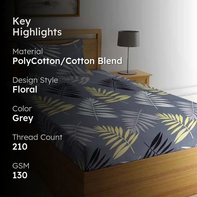 Autumnal Desire Bedsheet (Grey) - 130 GSM media 2